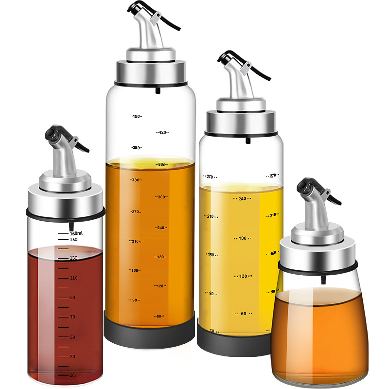 Olla de aceite de vidrio a prueba de fugas gran salsa vinagre olla hogar condimento botella tarro tanque de aceite suministros de cocina traje botella de aceite