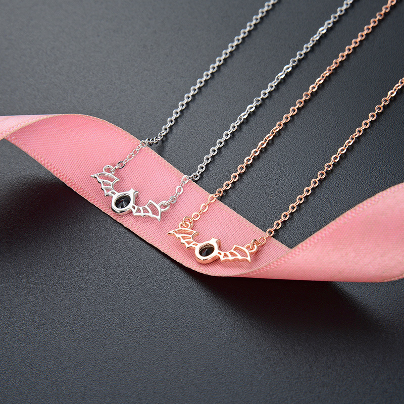 925 collar de murciélago de plata esterlina de las mujeres de estilo coreano personalizado simple diamante colgante collar nicho diseño clavícula cadena