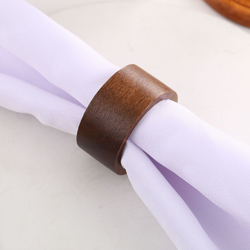 Minimalist monochrome wooden napkin ring, stylish and versatile hotel table setting napkin clip, restaurant tablecloth ring wholesale
