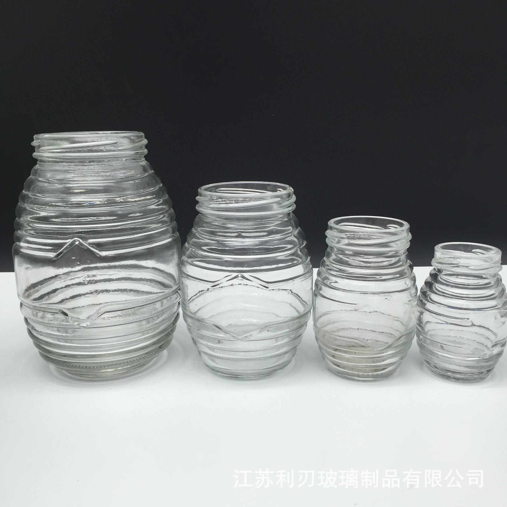 批发玻璃蜂蜜瓶 螺纹蜂蜜瓶 带马口铁盖一斤两斤装 蜂蜜玻璃瓶