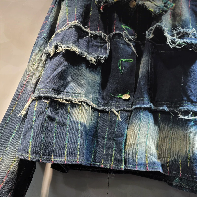 Genuine design denim autumn long-sleeve, jacket, oversize