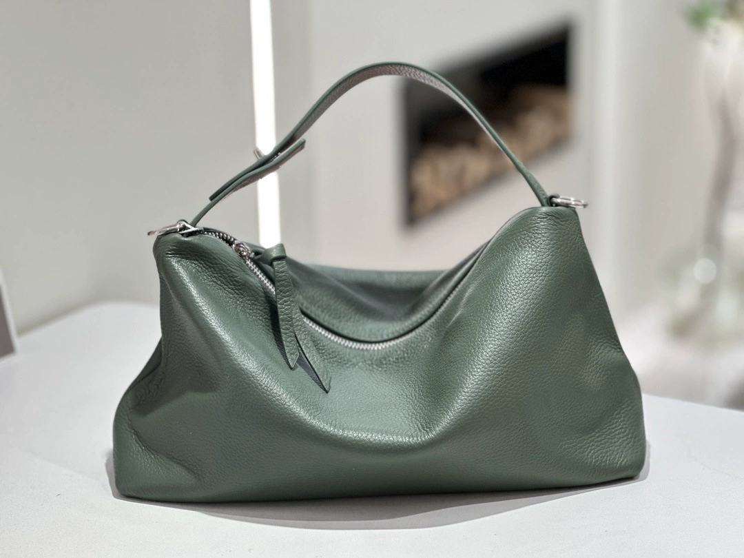 Matte leather shoulder bag, genuine leather