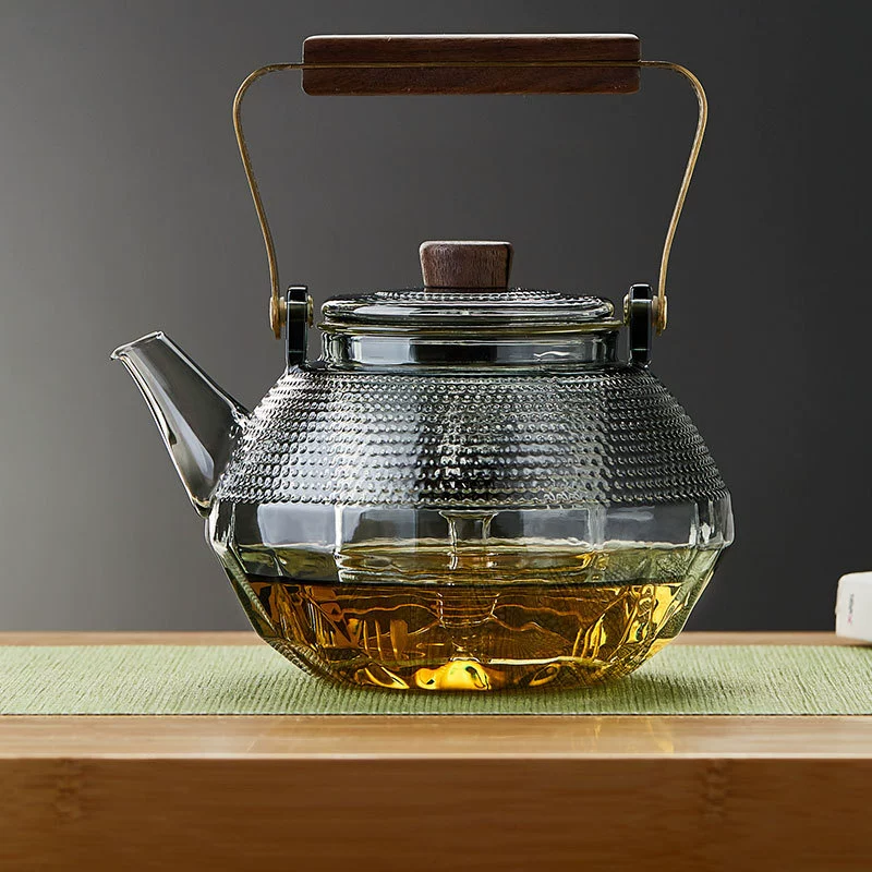 [高硼硅玻璃煮茶壶 星陨蒸煮一体壶 家用玻璃提梁壶围炉煮茶壶厂家]