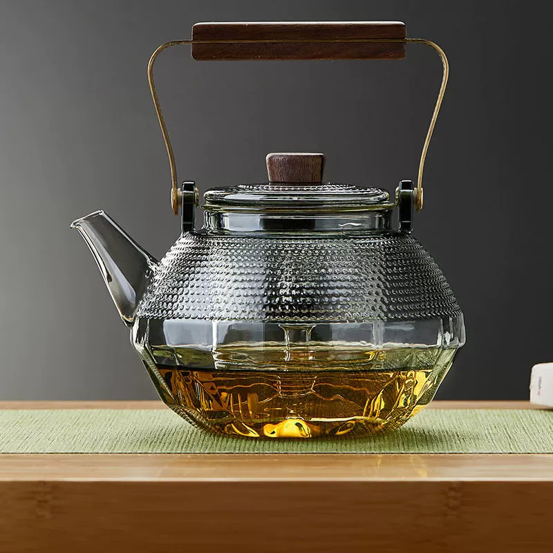 [高硼硅玻璃煮茶壶 星陨蒸煮一体壶 家用玻璃提梁壶围炉煮茶壶厂家]