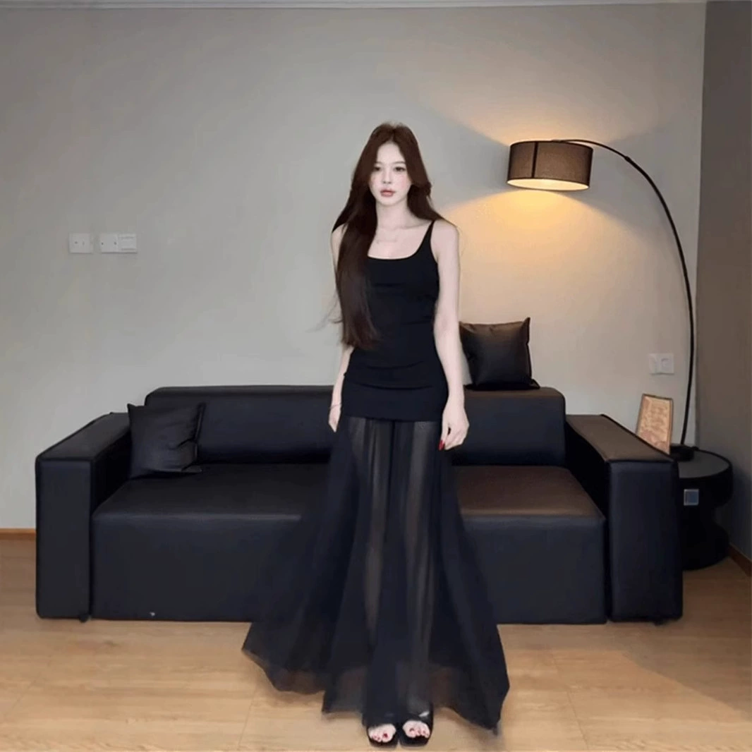 Холодное художественное сетчатое платье из пряжи