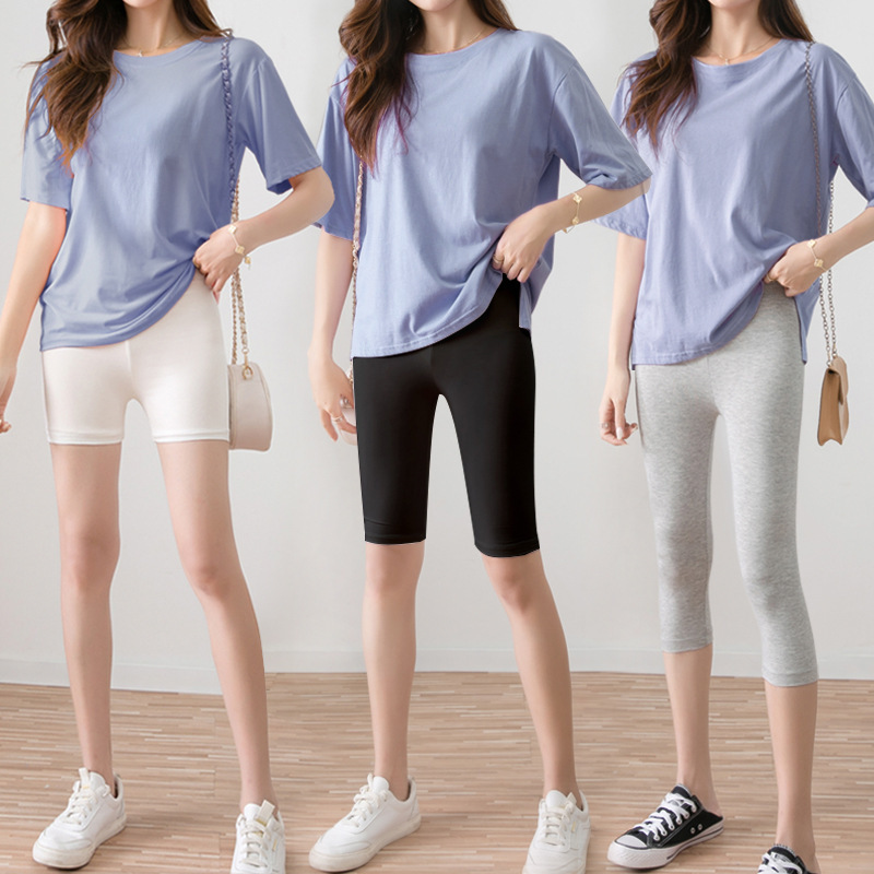 Modal Safety Pants Women's Summer Seven-point Leggings Anti-light Outer Wear Thin Five-point Chubby Girls Large Size Tight Shorts