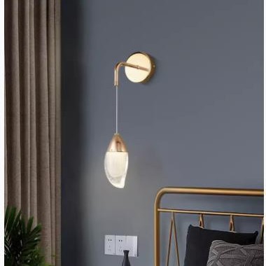 Luz libre de arte2023 cabezal de cama lámpara de pared de cableado de pared personalidad de red dormitorio mango ligero creativo de lujo alto cristal rojo
