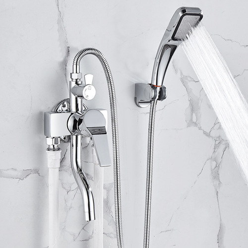 Under-belt outlet brass exposed hot and cold faucet mixing valve switch solar water heater shower head set