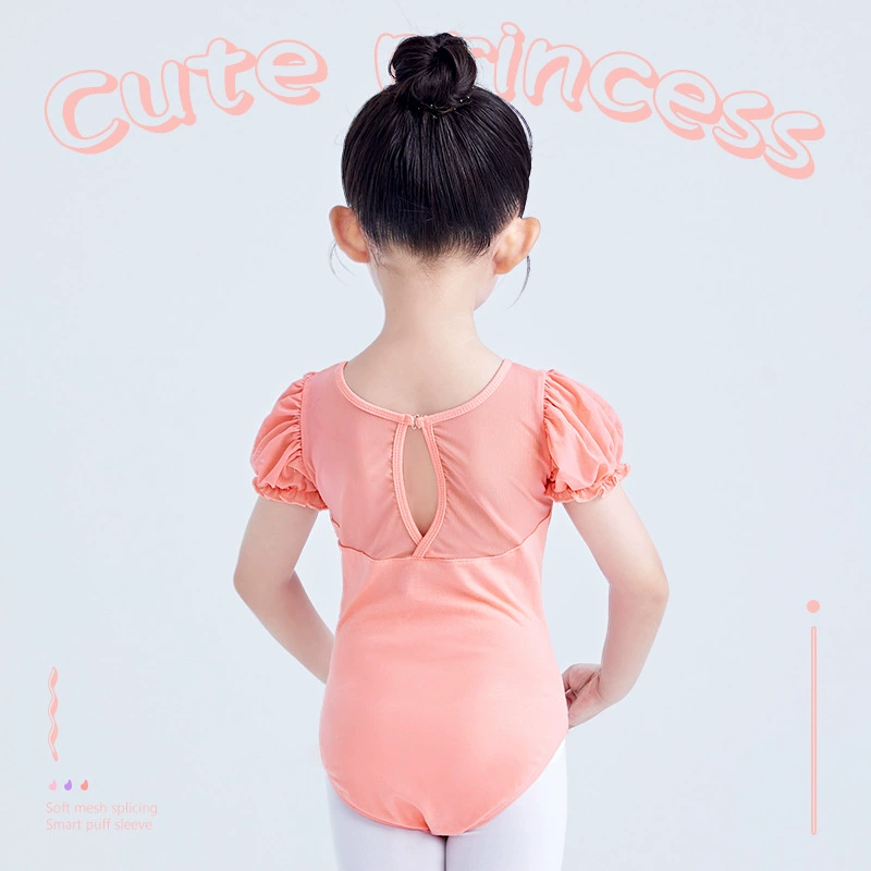 Children's dance clothing ballet practice network connective clothes children's dance clothing wood ear ear bubble sleeve Chinese dance service