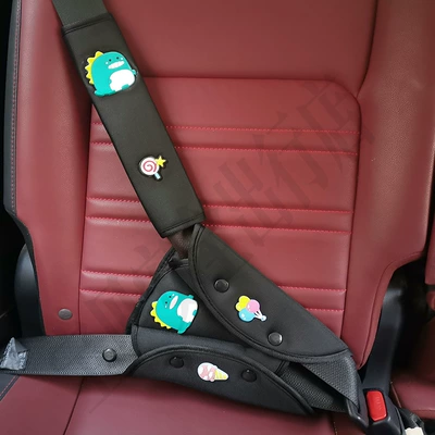 for Car Use, Universal Adjustable: Seat belt shoulder pad - black-dinosaur-suit