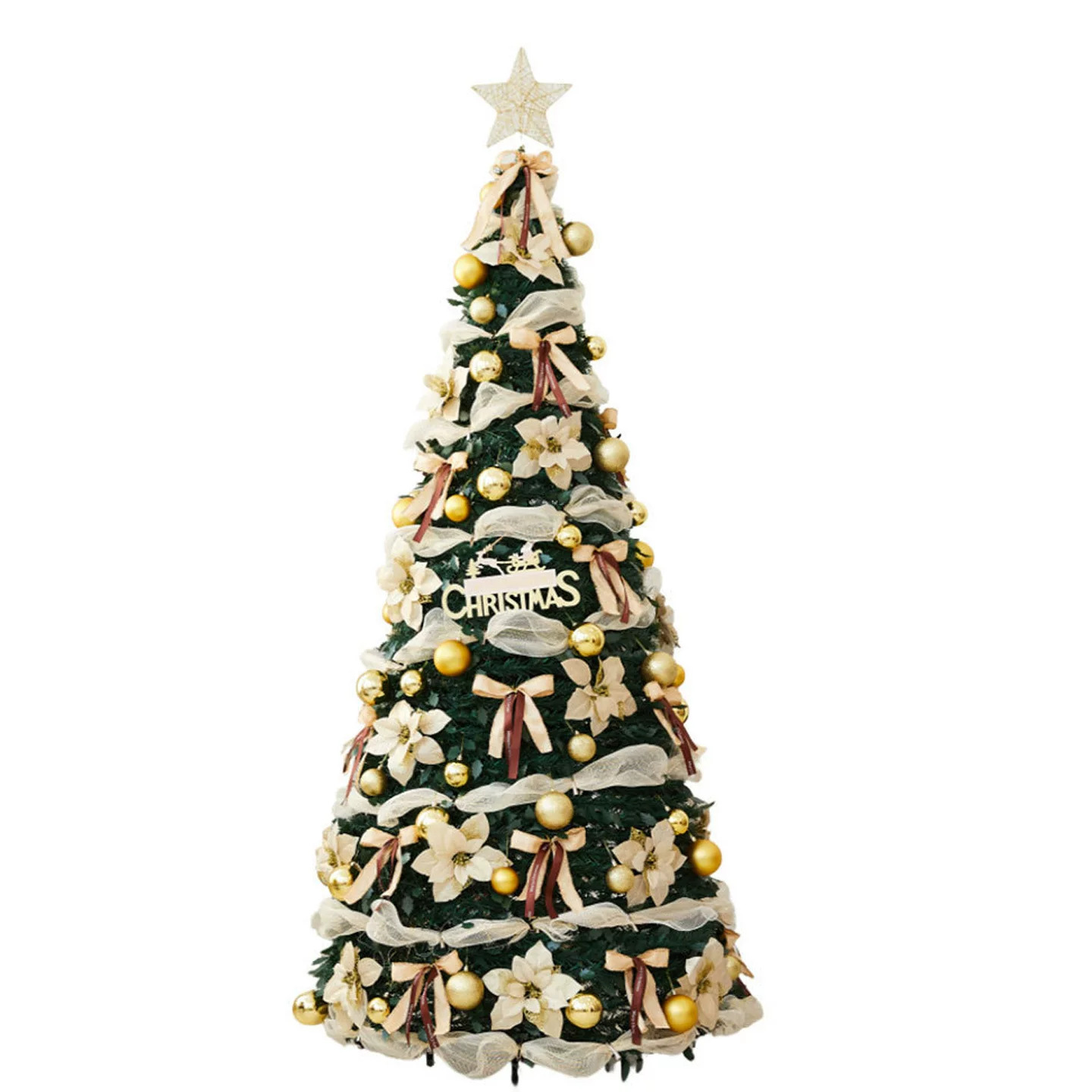 Árbol de Navidad plegable telescópico encryptado luminoso flocado decoración de árbol de nieve decoración de Navidad atmósfera de vestuario