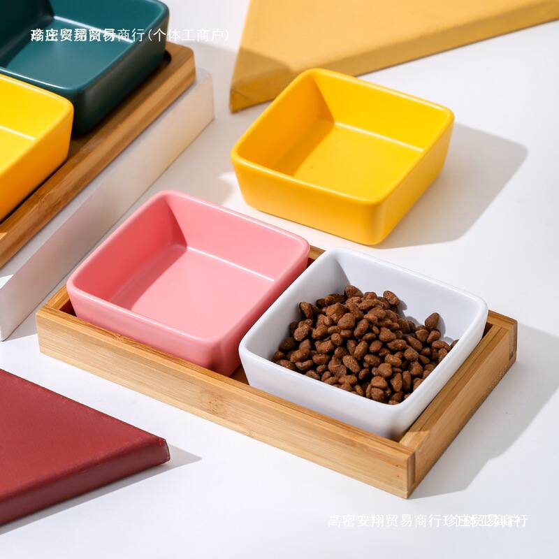 Cat Bowl, Kitten Bowl, Ceramic Cat Food Dish, Cat Snacks, Kitten Hamster Mini Shallow Bird Food Box, Square Dish Cat Bowl, Kitten Bowl, Ceramic Cat Food Dish, Cat Snacks, Kitten Hamster Mini Shallow Bird Food Box, Square Dish