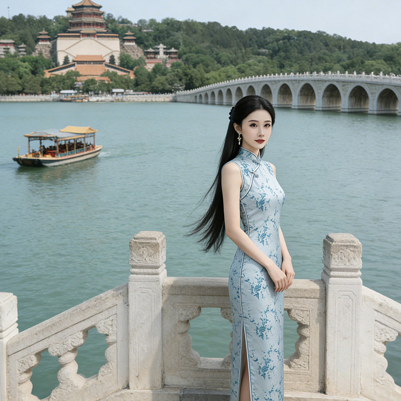 Summer New Style Sleeveless Long Cheongsam Dress, Everyday Wear, Young Retro Style, Improved Chinese Style, Elegant and Simple Dress, Single Layer Summer New Style Sleeveless Long Cheongsam Dress, Everyday Wear, Young Retro Style, Improved Chinese Style, Elegant and Simple Dress, Single Layer