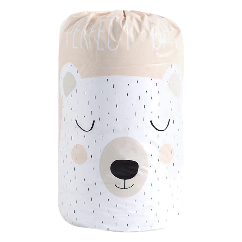 PEVA extraíble con cordón bolsa de edredón de algodón bolsa de almacenamiento cilíndrica a prueba de humedad a prueba de polvo hogar Organización y movimiento de gran capacidad