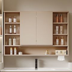 トイレクリーム風多層実木壁掛け式開放格付き単独鏡棚折り畳み知能隠し風水鏡