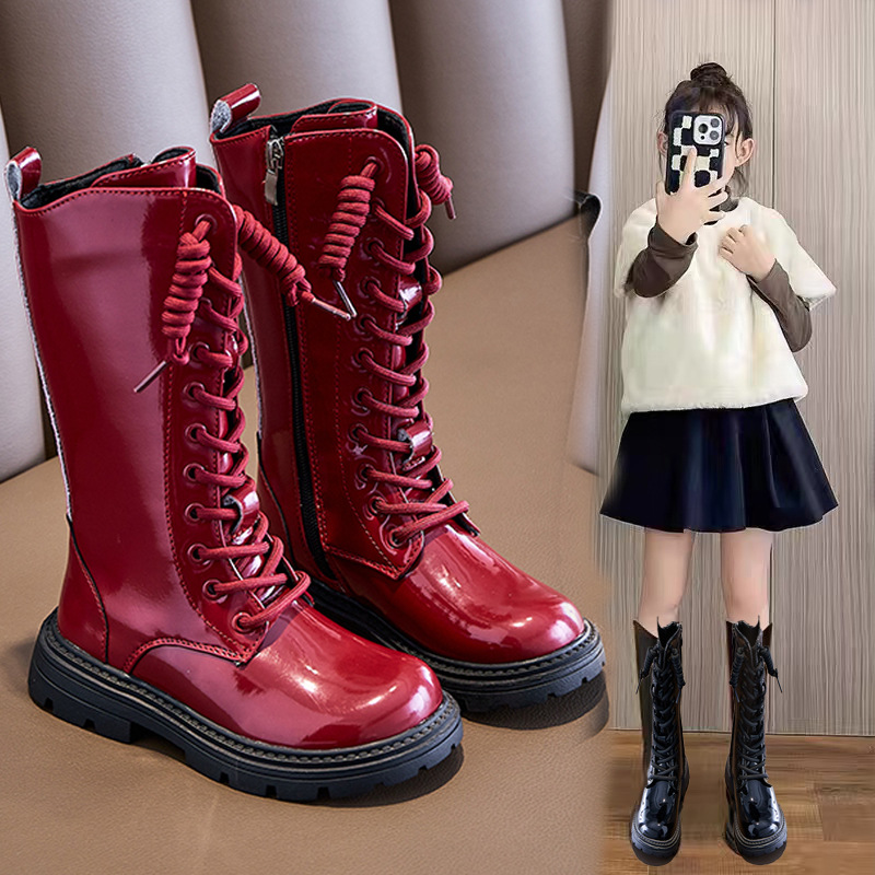 Girls' Boots, Stylish Boots, 2025 New Spring and Autum Model Catwalk Kidsren's Boots, Leather Boots, Kidsren's Single Boots, Boots