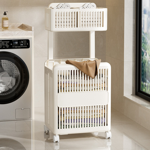 Foldable Laundry Basket for Home Use, Floor-Standing Clothing Organizer, Portable Multi-Tiered Dirty Clothes Bin for Bathroom and Laundry Room