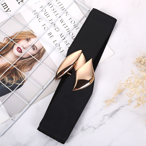 Women's elastic wide waist belt fashionable new versatile down jacket black waist seal belt wholesale from manufacturer