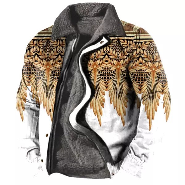 Cross-border en stock bolsillo de costura lateral engrosada casual cremallera suelta Lobo marrón Chaqueta de algodón de manga larga para hombres jóvenes