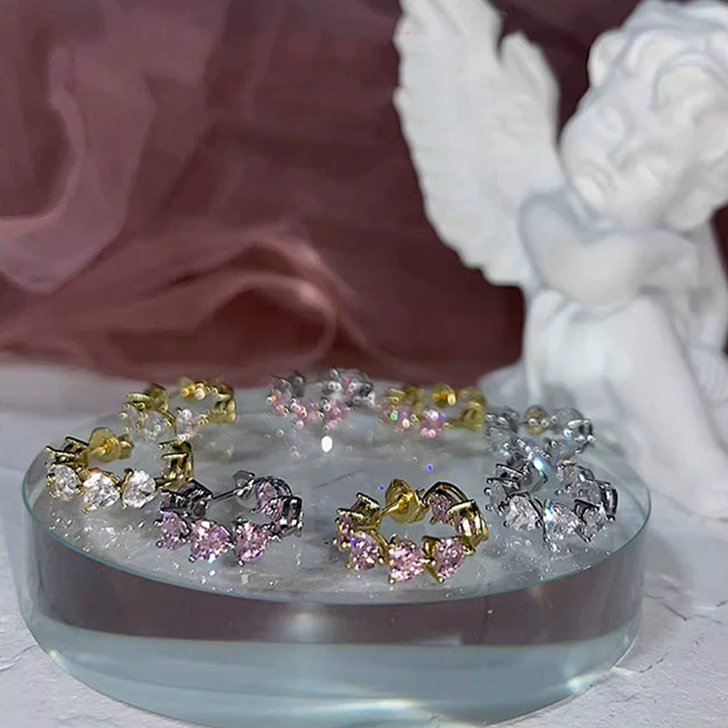 Small design earrings with zircon, high-quality style