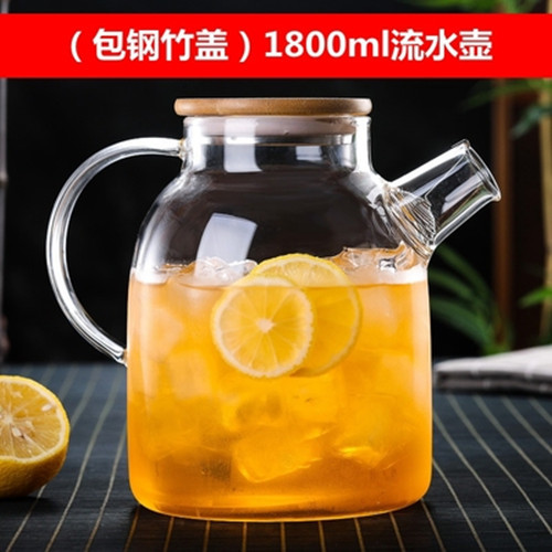 Botella de agua fría de jugo de vidrio con alto contenido de borosilicato Botella de agua fría con tapa de acero de bambú de gran capacidad Botella de agua fría de vidrio transparente