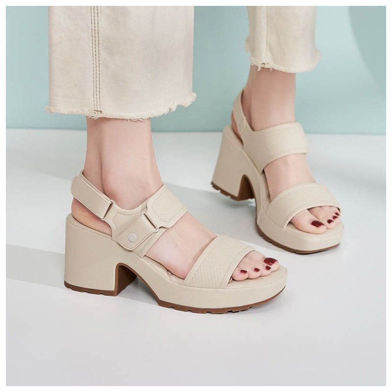 Dép sandal nữ đế dày quai Velcro mùa xuân hè 2025 — Màu đen, Màu camel, Màu trắng be chi tiết 17