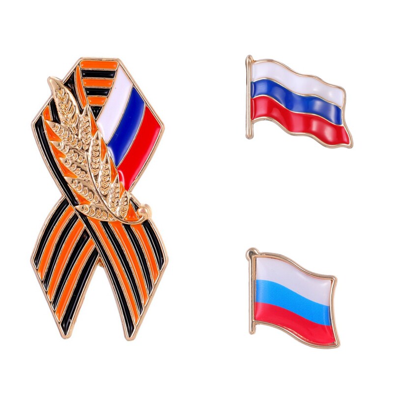 Russian St. George Flag Brooch Collection Soviet War Victory Day Cross-border Drop Oil Drop Glue Pin Flag Russian St. George Flag Brooch Collection Soviet War Victory Day Cross-border Drop Oil Drop Glue Pin Flag