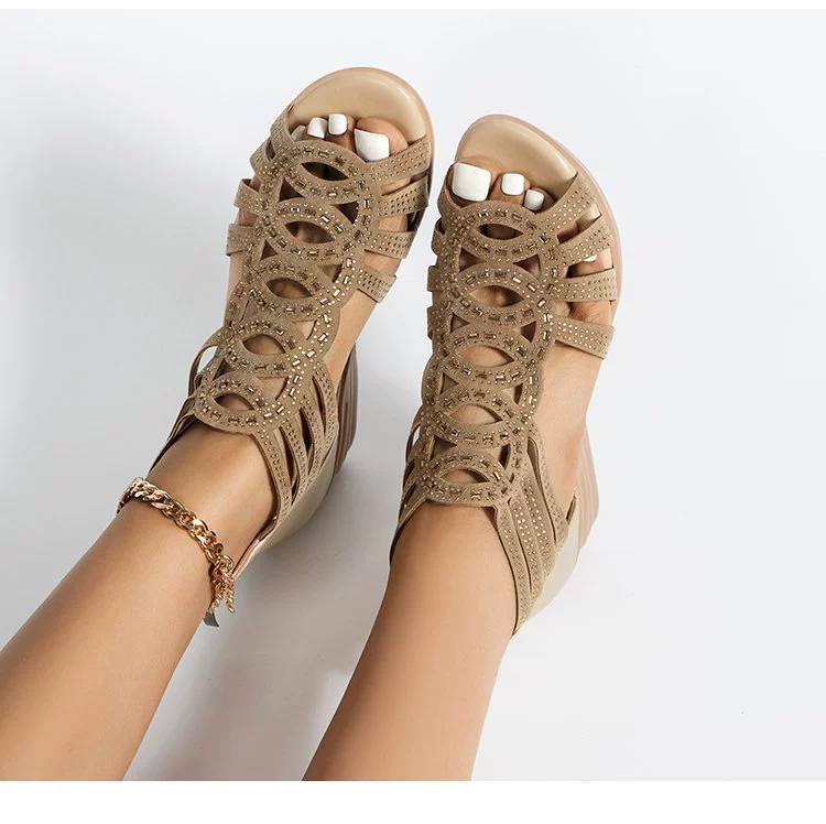 Римские сандалии, женские летние 2022, новые туфли для мам на мягкой подошве, модная верхняя одежда, женские сандалии на танкетке, в наличии