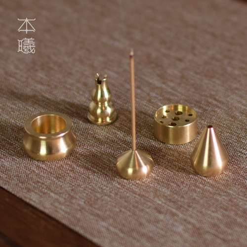 Brass gourd string incense incense holder Chinese Zen style agarwood coil incense bracket incense burner incense accessory utensils