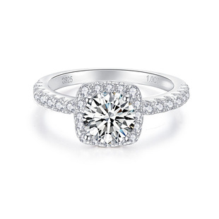 Moissanite Diamond Ring Princess Bag 925 Sterling Silver Gift for Girls Simple Accessible Luxury Hot Style Cross-Border Wholesale Inlay
