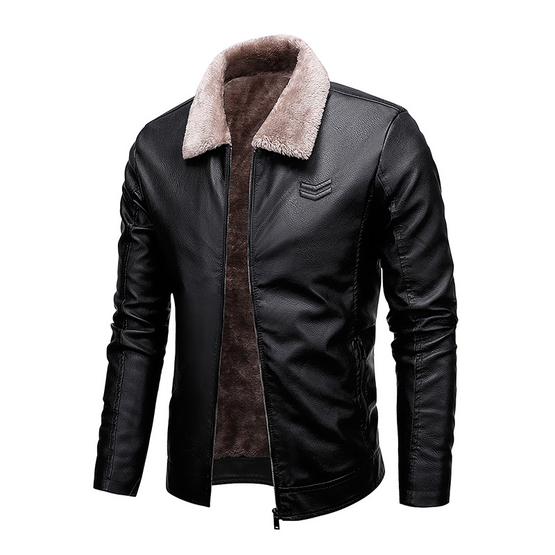 Comercio exterior transfronterizo chaqueta de cuero de hombre 2023 otoño nueva piel en una chaqueta de terciopelo chaqueta de cuero joven chaqueta de hombre
