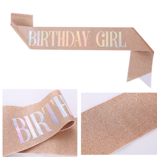 Birthday party glitter cloth shoulder strap etiquette belt birthday girl queen girl belt ribbon manufacturer