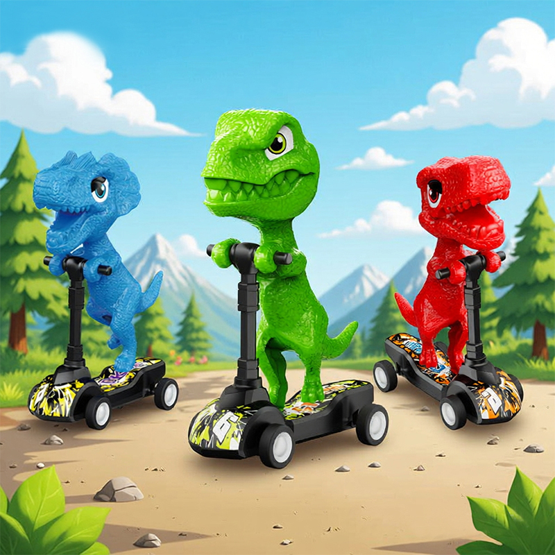 Cross-Border Amazon Dinosaur Scooter Toy Car Pull Back Simulation Tyrannosaurus Rex Children Boy Car Wholesale
