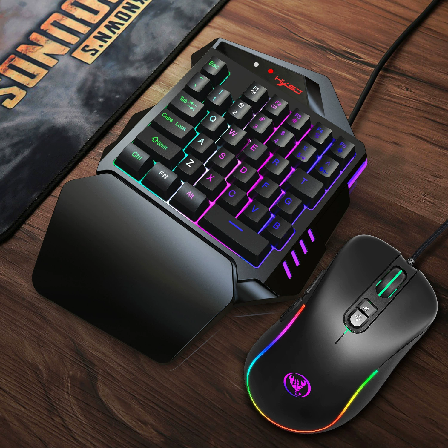 Комплект клавиатура с подсветкой 35 ключей RGB и мышь игровой набор с встроенным конвертером, подходящий для PS3 PS4 Xbox