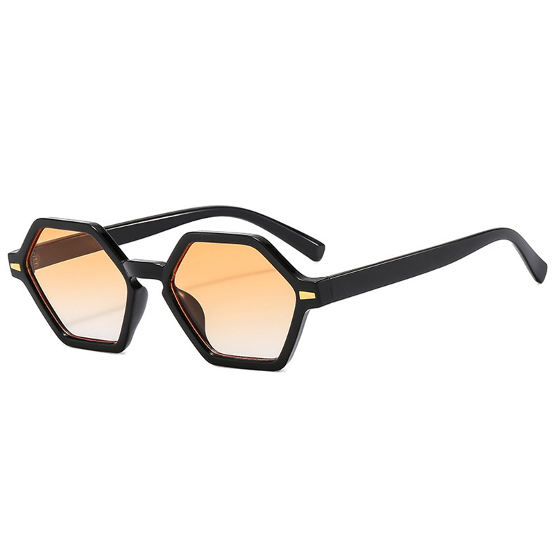 Cross-border europeo y americano retro pequeño marco hexagonal simple arroz con uñas gafas de sol para exteriores estilo ins
