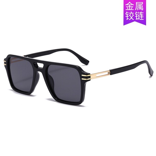 New Double-Rim High-End Sunglasses for Men, European and American Tortoiseshell Frame, Trendy UV Protection Sunglasses