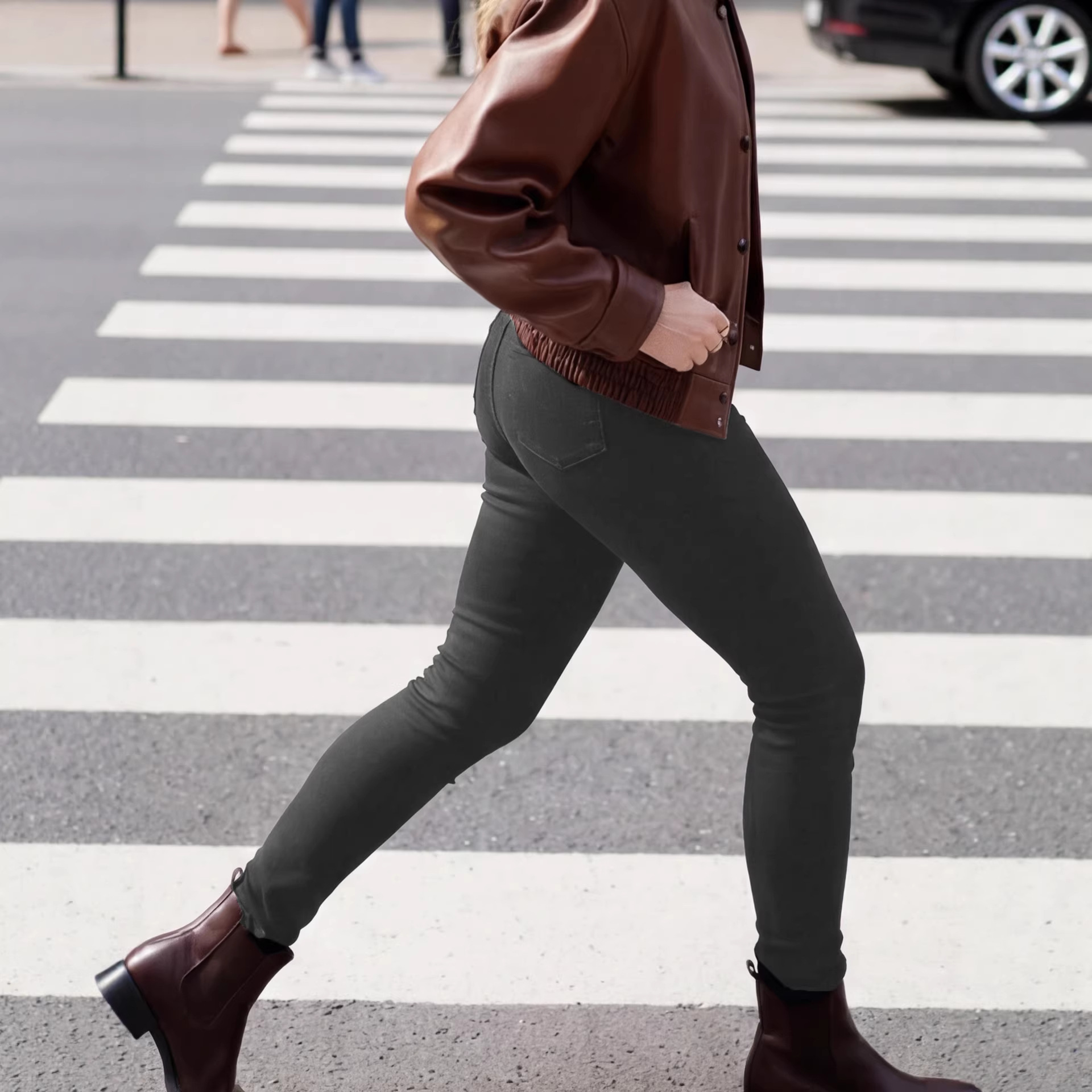 Jeans Ajustados Elásticos de Cintura Alta con Botones, Estilo Europeo y Americano, Moda Femenina Amazon 2026, Nuevo Estilo