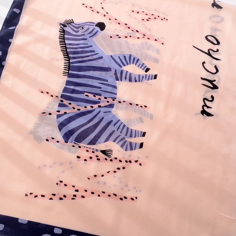 Primavera y otoño Resumen pintado a mano cebra animal patrón estilo coreano algodón y lino bufanda versátil largo protector solar bufanda