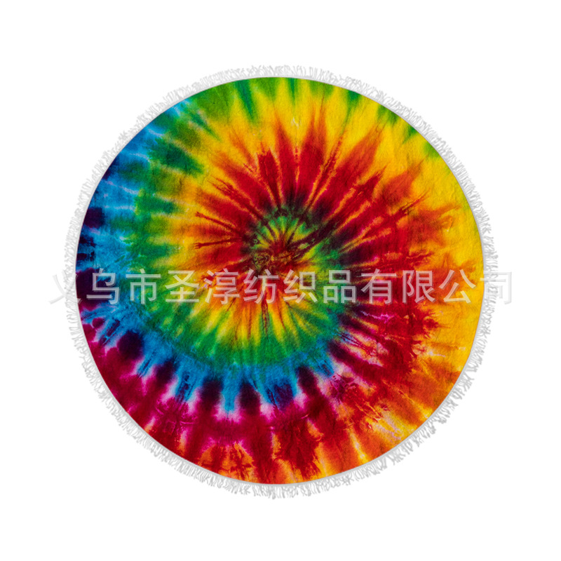 Toalla de playa redonda de fábrica fibra fina playa vacaciones mantel picnic mat con borla chal cojín toalla de playa