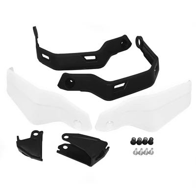 Motorcycle front windshield – increased windshield - white-hand-guards-additional-pieces