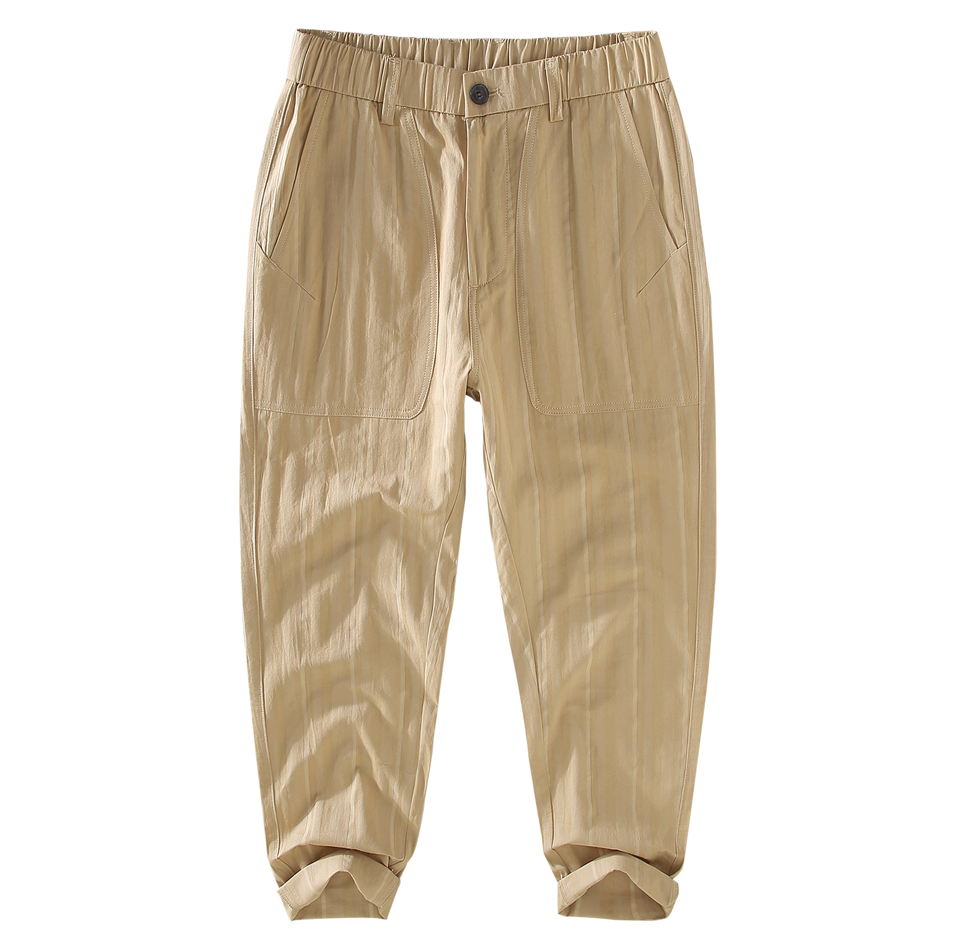 Men's cropped pants, spring tapered slimming pure cotton pants, slim fit casual pants, men's Korean version versatile leg length pants_voghion.com