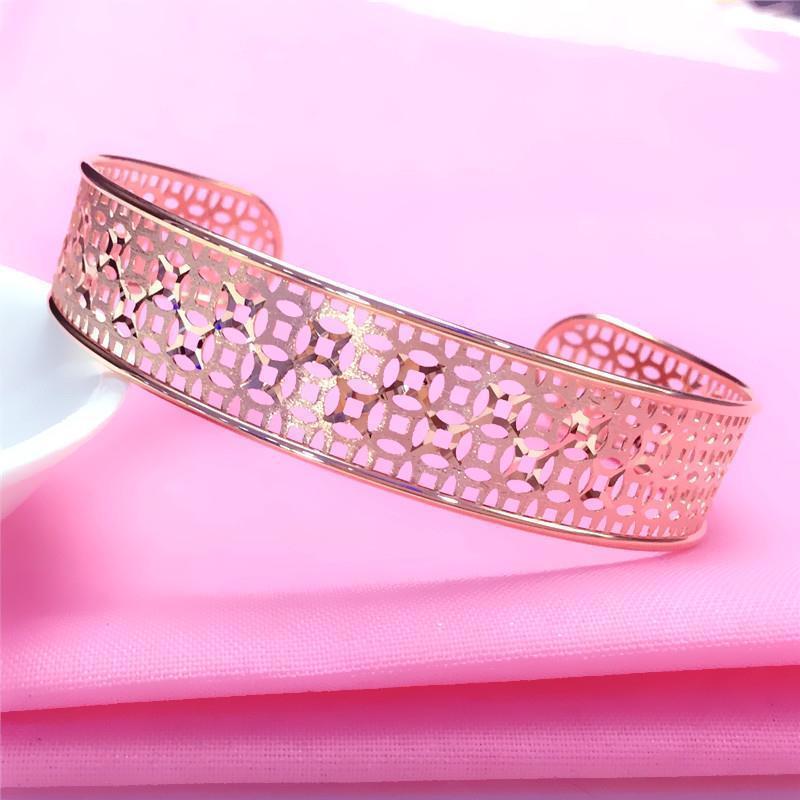 Xingfu Aozijin Rose-plated Gold Shiny Simple Korean Style Fashion Trend Exquisite Color Gold Copper Hollow Bracelet