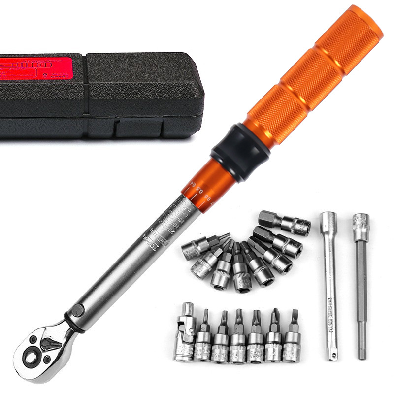 19件套1/4预置式扭力扭矩扳手套装自行车扭矩扭力扳手工具