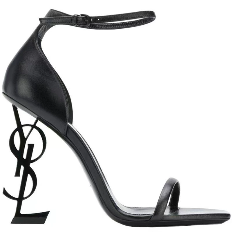 Босоножки на каблуке YSL, натуральная оленя кожа, каблук 10/8 см, подкладка из овчины