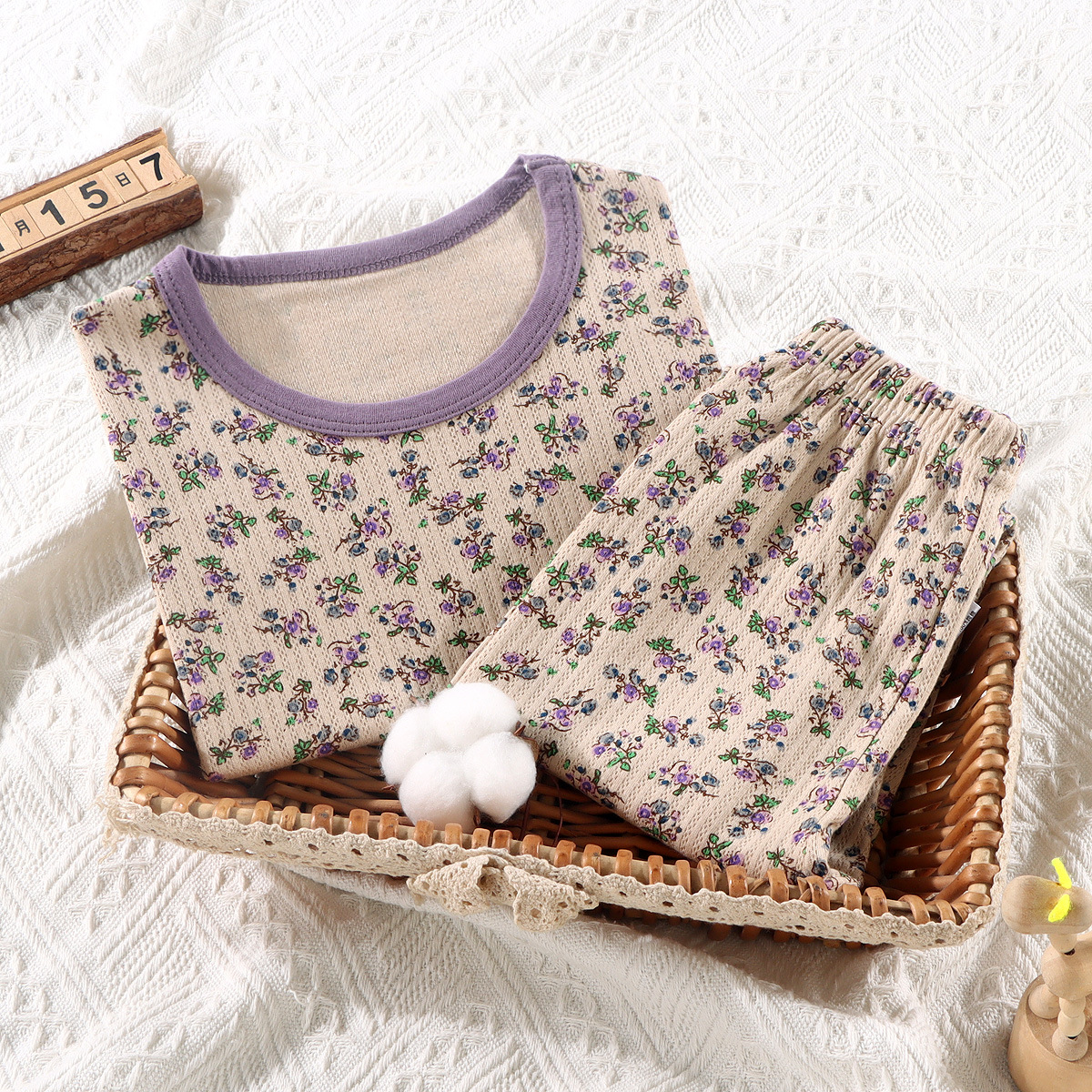 Conjunto de ropa interior térmica de algodón para niños, otoño e invierno, para niños y niñas, grueso y cálido, pijamas, ropa de estar por casa.