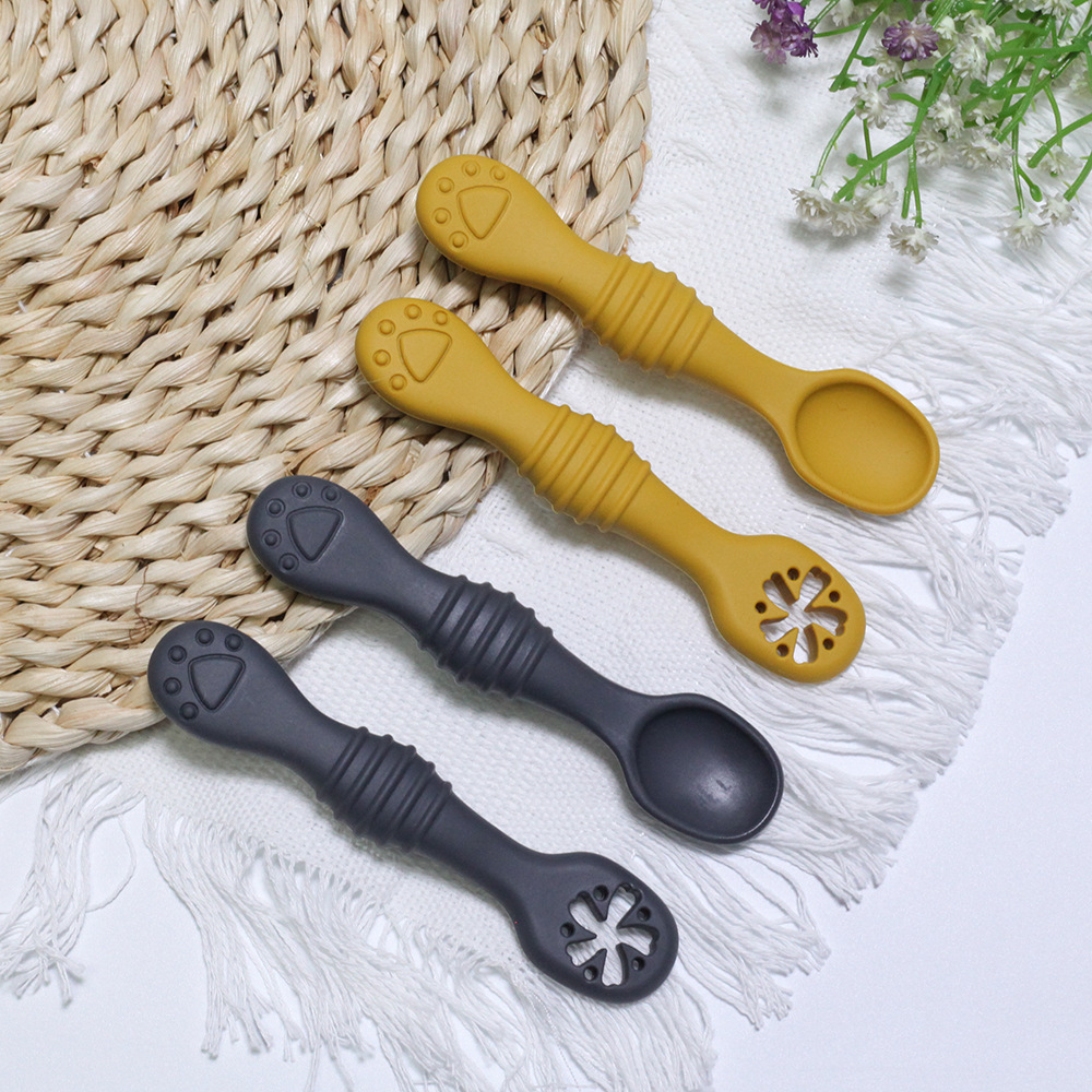 Silica Gel Material Casual Solid Color Silica Gel Spoon 2 Pieces Set