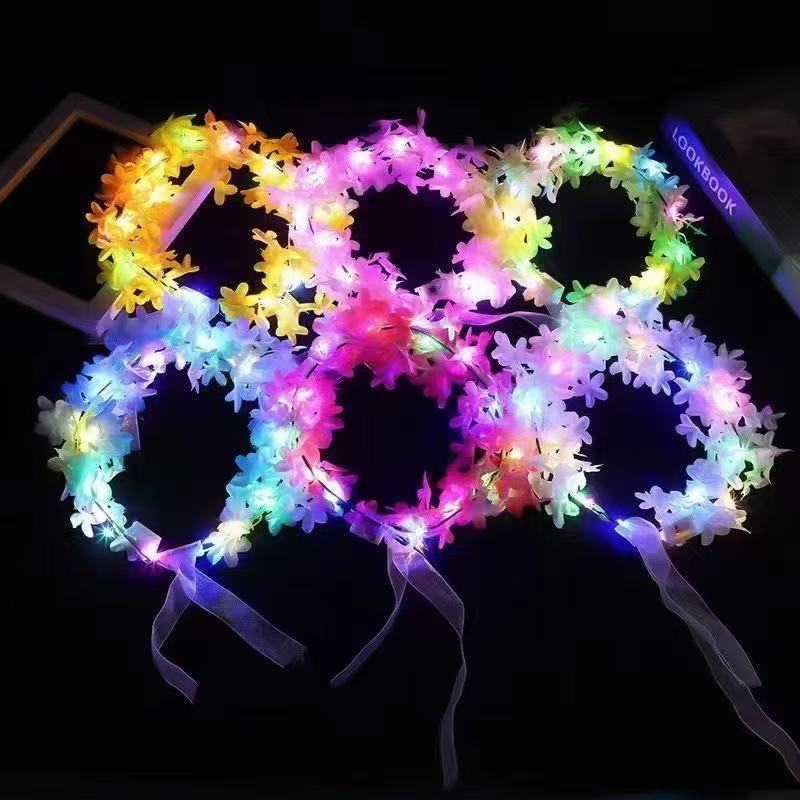 新しいライラックの花発光ベールインターネット有名人の製品写真小道具花輪頭飾り弓ナイトマーケット景勝地ホットセール|undefined