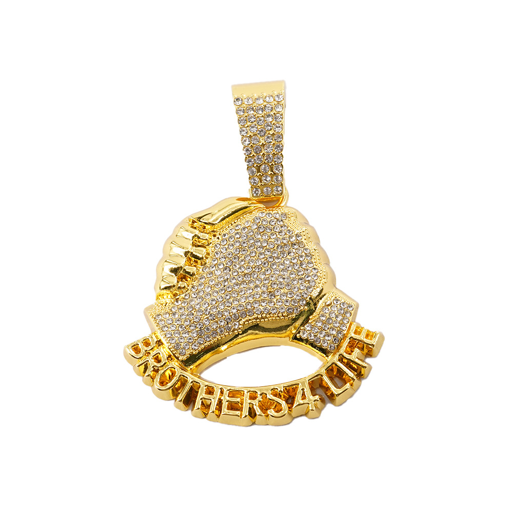 Collar colgante de letras de mano de diamantes de aleación de hip hop europeo y americano para hombres y mujeres accesorios de collar punk americano retro nuevos productos