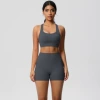 7110 Bra + 7109 Pocket Shorts Set - Graphite Gray