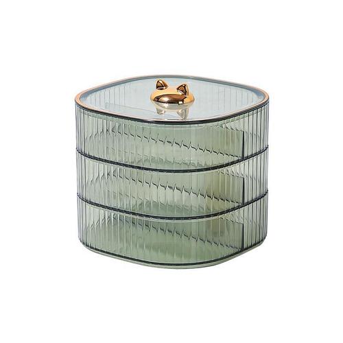 Exquisite cartoon candy dish, household transparent multi-layer wedding candy box, snack melon seed plastic storage box, cat ears